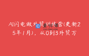 AI闪电做外贸训练营(更新25年1月)，从0到3外贸万