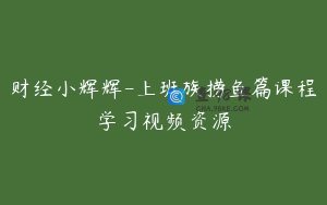 财经小辉辉-上班族捞鱼篇课程学习视频资源