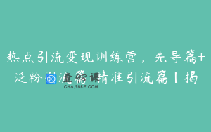 热点引流变现训练营，先导篇+泛粉引流篇+精准引流篇【揭
