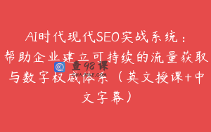 AI时代现代SEO实战系统：帮助企业建立可持续的流量获取与数字权威体系（英文授课+中文字幕）