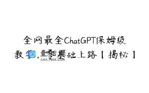 全网最全ChatGPT保姆级教学，零基础上路【揭秘】