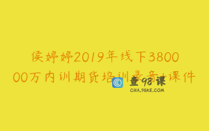侯婷婷2019年线下380000万内训期货培训录音+课件