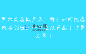 黑六类虚拟产品，新手如何挑选或者创造出一个虚拟产品【付费文章】