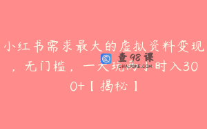 小红书需求最大的虚拟资料变现,无门槛,一天玩两小时入300+【揭秘】