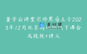 量学云讲堂宗师黑马王子2023年12月北京特训班线下课合成视频+讲义