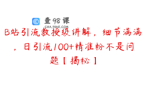B站引流教授级讲解，细节满满，日引流100+精准粉不是问题【揭秘】