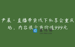 尹晨·直播带货线下私享会重庆站，内容很干货价值999元