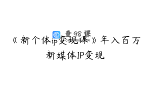 《新个体ip变现课》年入百万新媒体IP变现