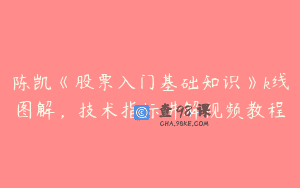 陈凯《股票入门基础知识》k线图解，技术指标讲解视频教程