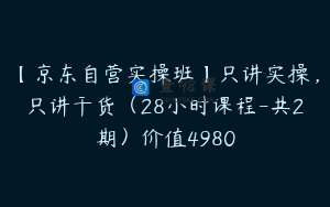 【京东自营实操班】只讲实操，只讲干货（28小时课程-共2期）价值4980