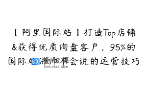 【阿里国际站】打造Top店铺&获得优质询盘客户，95%的国际站讲师不会说的运营技巧