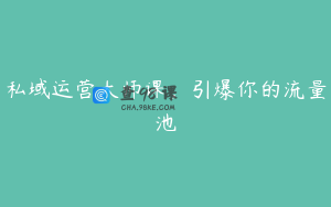 私域运营大师课，引爆你的流量池