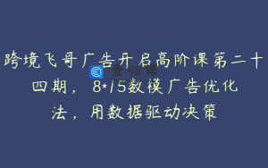 跨境飞哥广告开启高阶课第二十四期，​8*15数模广告优化法，用数据驱动决策