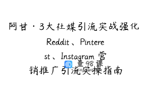 阿甘·3大社媒引流实战强化 Reddit、Pinterest、Instagram 营销推广引流实操指南