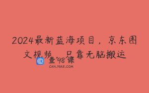 2024最新蓝海项目,京东图文视频,只靠无脑搬运