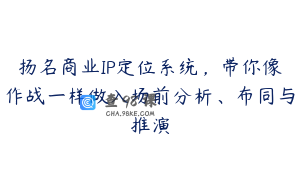 扬名商业IP定位系统,带你像作战一样做入场前分析、布同与推演