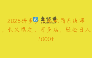 2025拼多多虚拟电商系统课，长久稳定，可多店，轻松日入1000+