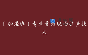 【加强班】专业音频现场扩声技术