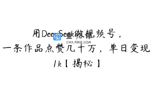 用DeepSeek做视频号，一条作品点赞几十万，单日变现1k【揭秘】