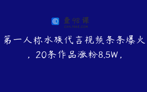 第一人称水族代言视频条条爆火，20条作品涨粉8.5W，