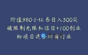 价值980小红书日入300突破限制无限私信日+100创业粉项目适合所有行业