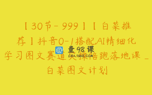 【30节-￥999】【白菜推荐】抖音0-1搭配AI精细化学习图文赛道实操陪跑落地课_白菜图文计划