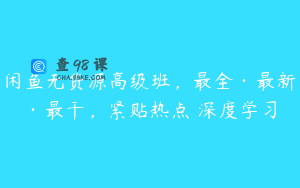 闲鱼无货源高级班，最全·最新·最干，紧贴热点 深度学习