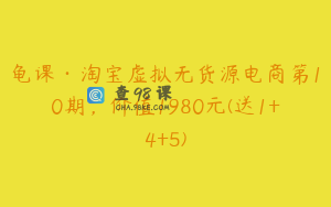 龟课·淘宝虚拟无货源电商第10期，价值1980元(送1+4+5)