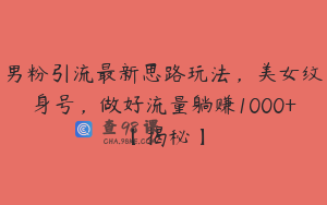 男粉引流最新思路玩法，美女纹身号，做好流量躺赚1000+【揭秘】