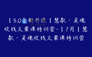 【5.0全新升级】慧歌·灵魂收钱文案课特训营-【7月】慧歌·灵魂收钱文案课特训营