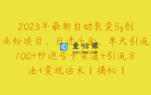 2023年最新自动裂变5g创业粉项目,日进斗金,单天引流100+秒返号卡渠道+引流方法+变现话术【揭秘】