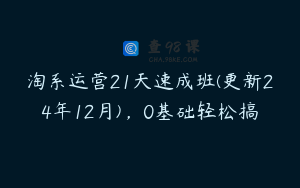 淘系运营21天速成班(更新24年12月)，0基础轻松搞