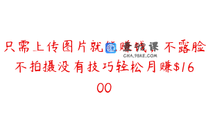 只需上传图片就能赚钱，不露脸不拍摄没有技巧轻松月赚$1600