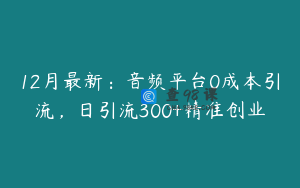 12月最新：音频平台0成本引流，日引流300+精准创业
