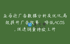 亚马逊广告数据分析及优化,高效提升广告效果，降低ACOS, 促进销量持续上升