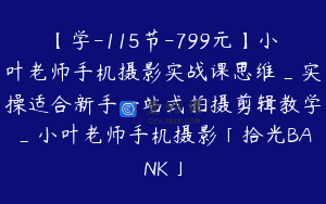 【学-115节-799元】小叶老师手机摄影实战课思维_实操适合新手一站式拍摄剪辑教学_小叶老师手机摄影「拾光BANK」