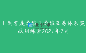 【刺客聂盈娘】盈娘交易体系实战训练营2021年7月