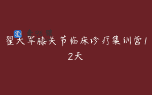翟天军膝关节临床诊疗集训营12天