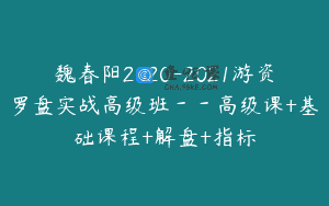 魏春阳2020-2021游资罗盘实战高级班--高级课+基础课程+解盘+指标