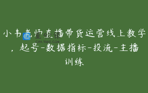 小韦老师直播带货运营线上教学，起号-数据指标-投流-主播训练