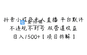 抖音小程序无人直播 平台默许 不违规不封号 双管道收益 日入1500+【项目拆解】