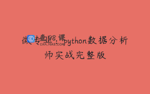 微专业：python数据分析师实战完整版