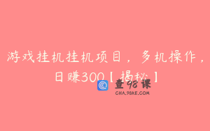 游戏挂机挂机项目，多机操作，日赚300【揭秘】