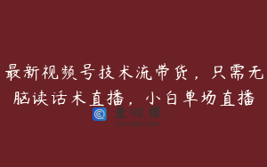 最新视频号技术流带货，只需无脑读话术直播，小白单场直播