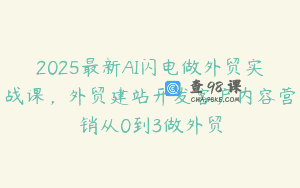 2025最新AI闪电做外贸实战课，外贸建站开发客户内容营销从0到3做外贸