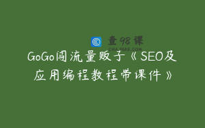 GoGo闯流量贩子《SEO及应用编程教程带课件》
