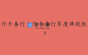 作手善行《作手善行季度课视频》