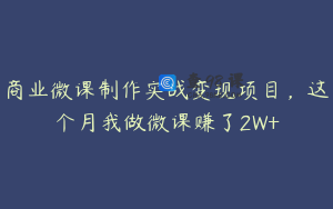 商业微课制作实战变现项目，这个月我做微课赚了2W+