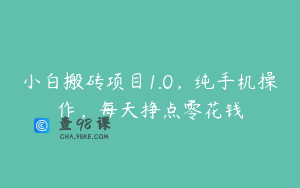 小白搬砖项目1.0，纯手机操作，每天挣点零花钱