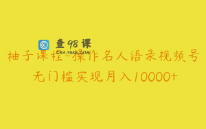 柚子课程-操作名人语录视频号 无门槛实现月入10000+